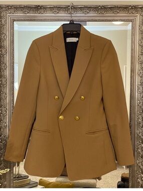 A.L.C. Sedgwick Camel Double-Breasted Blazer with Gold Buttons sz 2